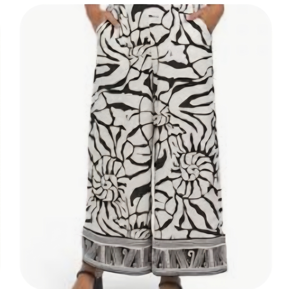 Rachel Zoe Monochrome Swirl Wide Leg Pants